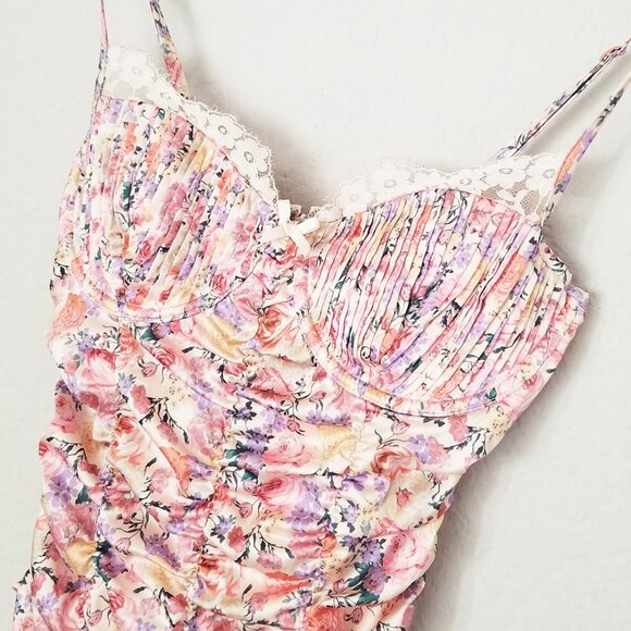 FOR LOVE & LEMONS Gardenia Mini Dress S Ruched Sweetheart Corset Romantic $228 - Picture 9 of 16